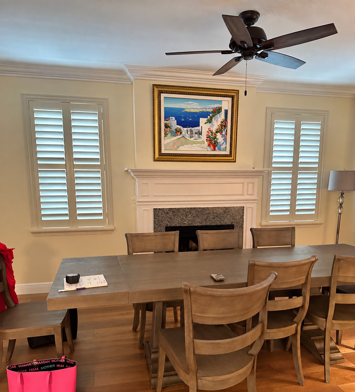 Deponte dining room before tailored curtains, chandelier and rug were installed